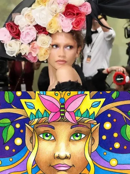 Art inspires fashion, and fashion inspires art. Zendaya's floral Met Gala look reminds us of the fantasy portraits from our curriculum, where nature and characters merge.