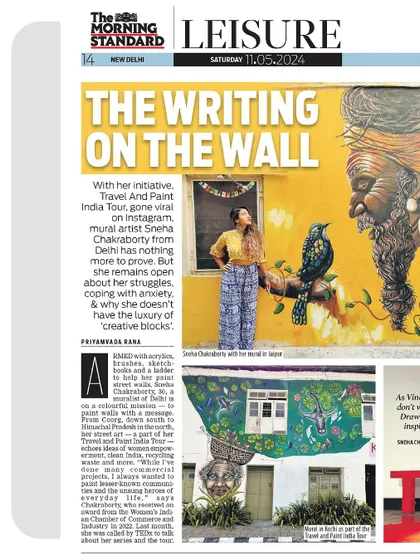 The full-page feature in The Morning Standard. It was amazing to see my Jaipur mural and my story shared in a national publication, helping to spread the word about art for social change.