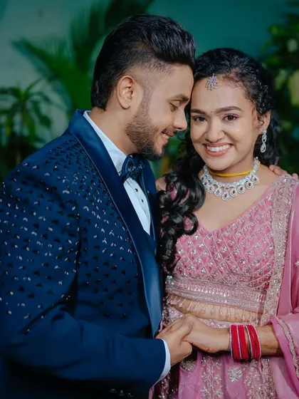 A sweet and intimate moment between the couple. The makeup looks flawless even in close-up shots.