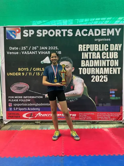 Celebrating our U-17 Girls winner, Loree Sawant, at the Republic Day tournament. A commanding performance!