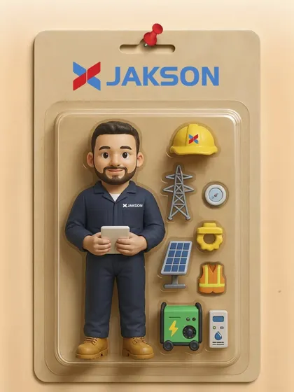 Here is our ultimate energy and infrastructure starter pack. This creative image playfully showcases all the components of a modern energy professional's toolkit, from a solar panel and genset to safety gear.