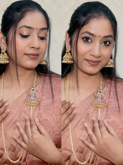 Another angle of the same look, showing how the right jewelry can elevate a simple, elegant outfit.