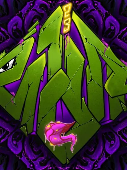 The full digital piece, showing the green and purple 'wild' lettering. Digital art allows me to play with colors and effects that might be difficult on a wall.