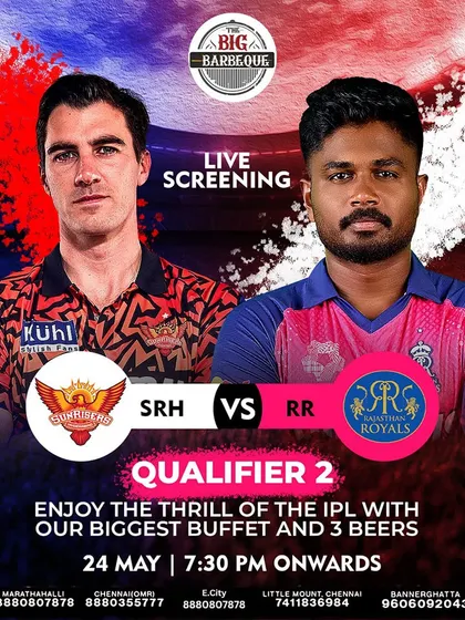 Catch the IPL action with us. We offer live screenings of the big matches, paired with special deals that include our biggest buffet and beers, creating the ultimate game day experience for cricket fans.
