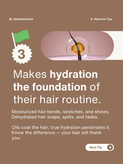A green flag for hair health is making hydration the foundation of your routine. Moisturized hair is flexible and shiny, while dehydrated hair snaps and splits.