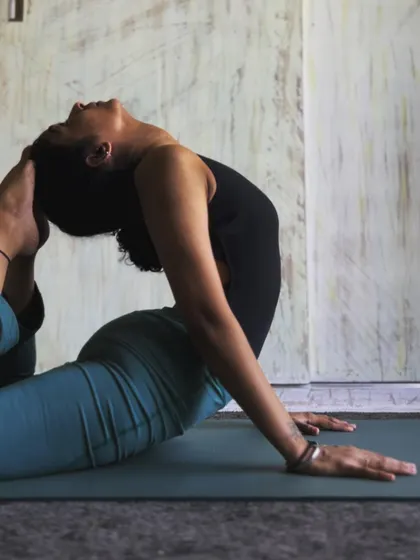 Exploring a deep backbend in Eka Pada Rajakapotasana, focusing on opening the heart and thoracic spine.