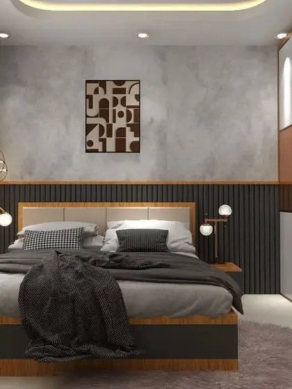 A duplicate of ID 198, showcasing the moody and sophisticated ambiance of this modern bedroom.