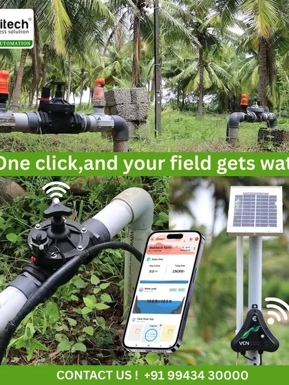 One click is all it takes. Our solar-powered VCN controller and wireless valve, paired with the mobile app, make watering your field incredibly simple.