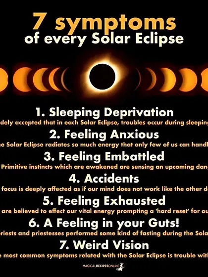 A solar eclipse radiates an immense amount of energy that can affect us physically and emotionally. This guide explains the seven common symptoms, from anxiety to exhaustion, helping you prepare for this cosmic event.
