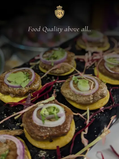 Food quality is my top priority. This close-up of my mini Galouti kebabs highlights the texture and fresh garnish, reflecting my commitment to using the best ingredients.