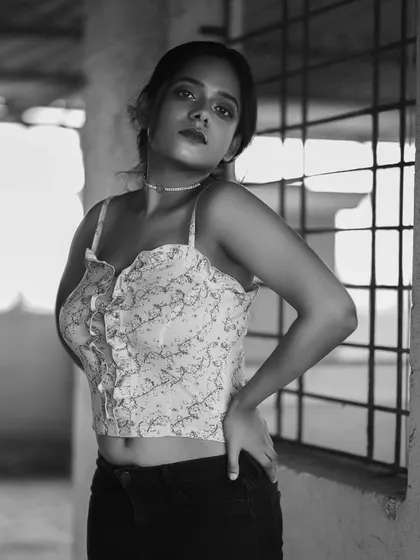 The black and white version of the previous shot. This edit emphasizes the contrast and texture, creating a more dramatic and moody portrait.