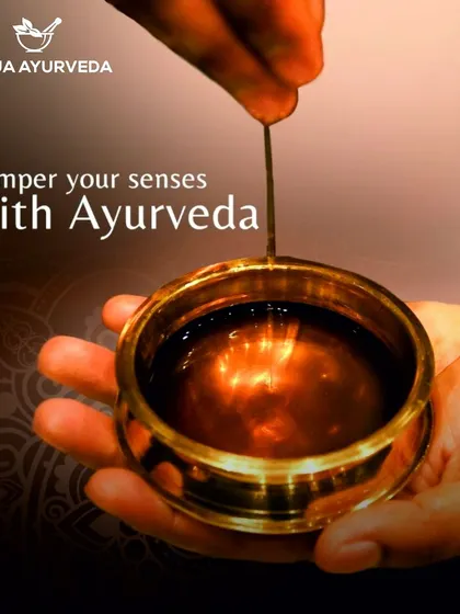 Pamper your senses with our Ayurvedic oil therapies. This image captures the rich, warm essence of the medicated oils we use to heal and rejuvenate.