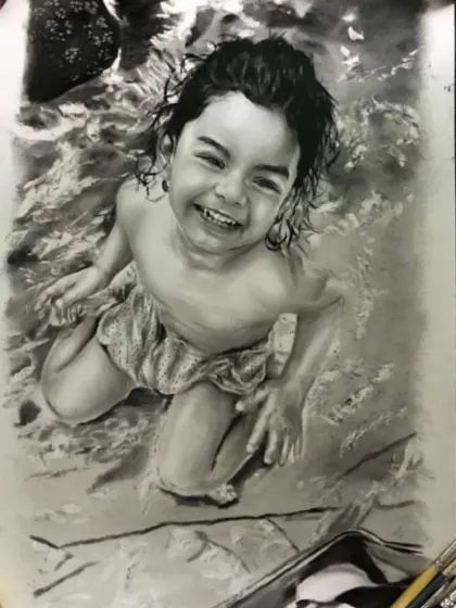 A gallery of my portraits created using the dry brush technique with black oil paint. This method allows for incredible realism and texture, perfect for capturing every detail from hair to clothing.