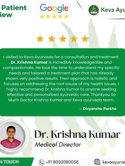 Divyanshu's review highlights my compassionate and knowledgeable approach. He emphasizes how I take the time to understand specific needs to create a holistic treatment plan that addresses the root cause of health issues, leading to positive results.