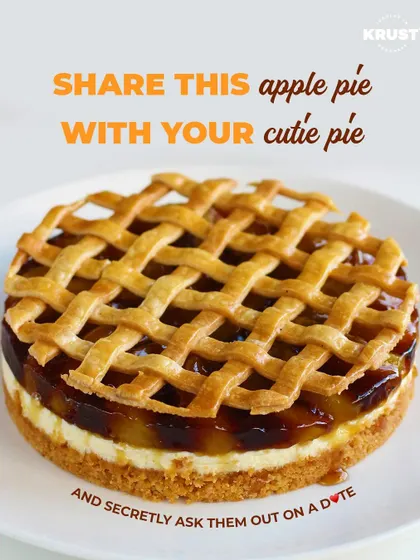 Share this apple pie with your cutie pie. Our classic apple pie features a flaky, buttery crust and a perfectly spiced apple filling.