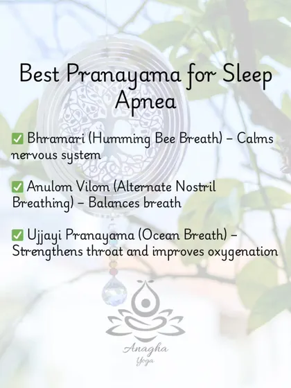 I teach specific pranayama techniques for Sleep Apnea, such as Bhramari (Humming Bee Breath) to calm the nervous system and Ujjayi (Ocean Breath) to strengthen the throat.