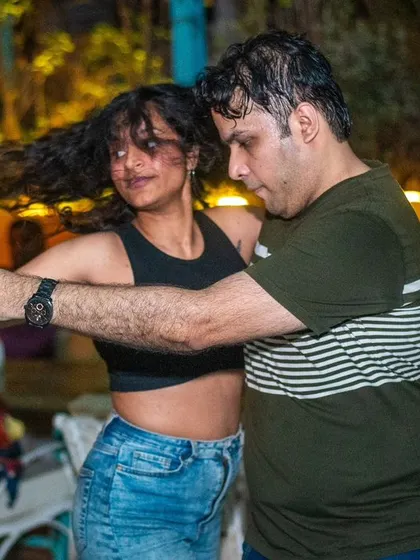 A dynamic hair toss during a spin. The energy is palpable.