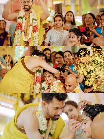 A collage of emotional moments from a wedding ceremony. From the bride's blush to the groom's tender gaze, each photo tells a story of love, family, and timeless memories.