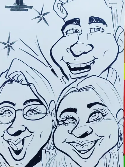 A caricature of three friends, showing that "family" can also mean the friends you choose.
