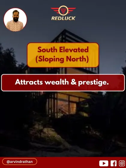 A South-elevated plot that slopes down to the North is excellent for attracting both wealth and prestige.