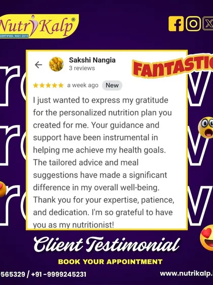 Sakshi's testimonial speaks about the significant difference our tailored advice and meal suggestions made to her overall well-being. My expertise, patience, and dedication are what I offer to every client.