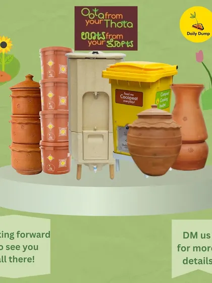 A visual showcase of the products we feature at our stalls, from our terracotta Khambas to our community composters and gardening essentials.