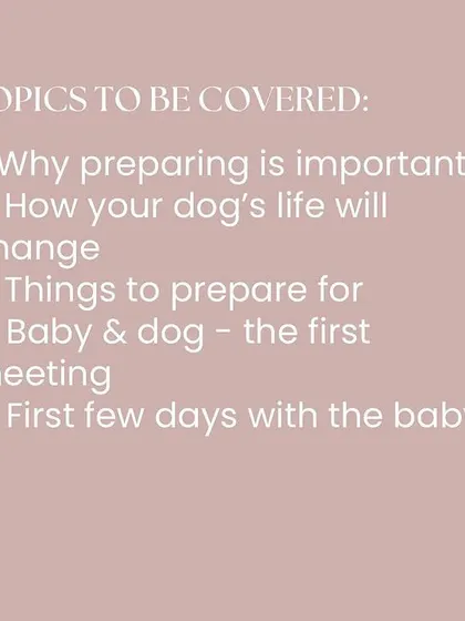 This webinar covers the key topics for integrating a dog and a new baby. We discuss everything from managing your dog's changing world to practical tips for the first meeting and beyond.