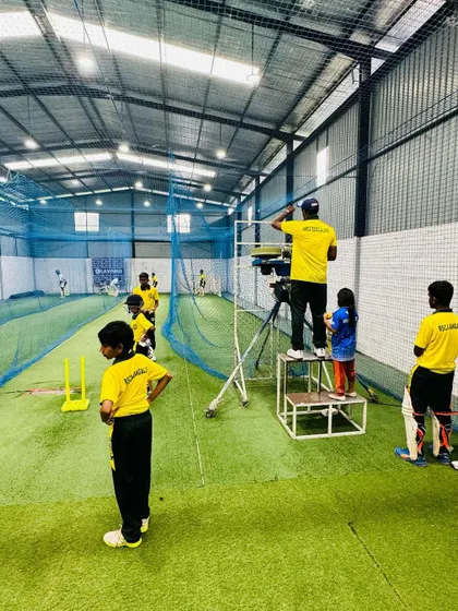 Our indoor nets are equipped for detailed analysis, with coaches using cameras to capture every movement for post-session review.
