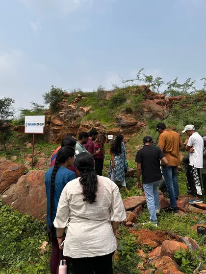 The Beumer Group team explores the rocky terrain of Aravali Nagar Van before their plantation drive, ready to plant 16 varieties of native species.