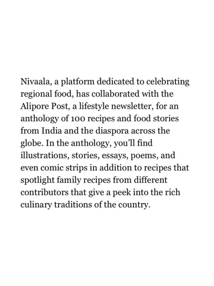 We were featured in Harper's Bazaar India for our anthology of 100 recipes and food stories.