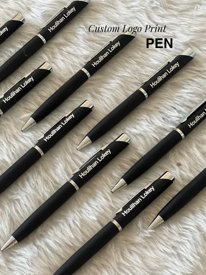 Custom logo printed pens are a classic corporate giveaway. These were part of the premium hamper curated for Houlihan Lokey's India Private Capital Summit.