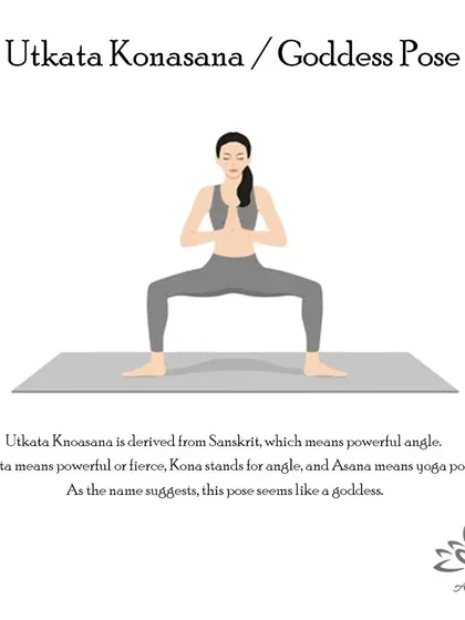 Utkata Konasana (Goddess Pose) is a powerful squat that opens the hips and groin, strengthens the lower body, and can help improve fertility.