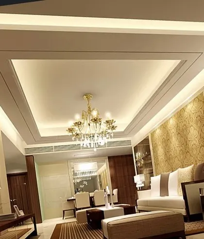 A 3D render of a tray ceiling design, a classic way to add elegance and height to a room.