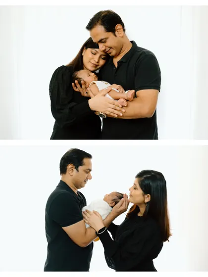 A collage of firsts: the first family hug, the first gentle touch. These images together tell the story of your new beginning as a family.