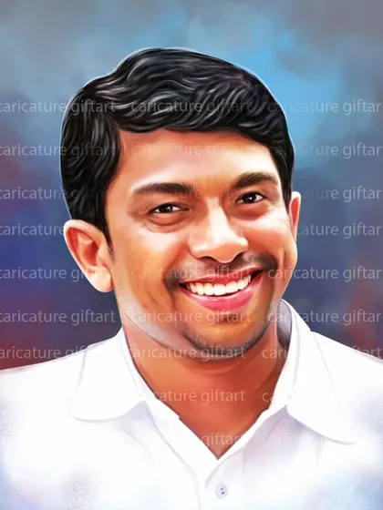 A smiling portrait created with a digital painting technique. The focus here is on capturing a bright and joyful expression in a realistic style.