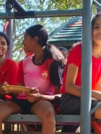It's not all hard work. My students taking a small break and having fun during the summer camp.