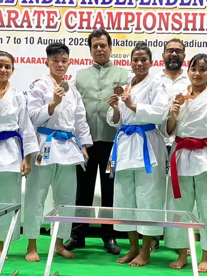 A series of photos with the proud medal winners from the Junior and Senior Kata events at the All India Independence Cup. We celebrate the success of our athletes at every level of competition.