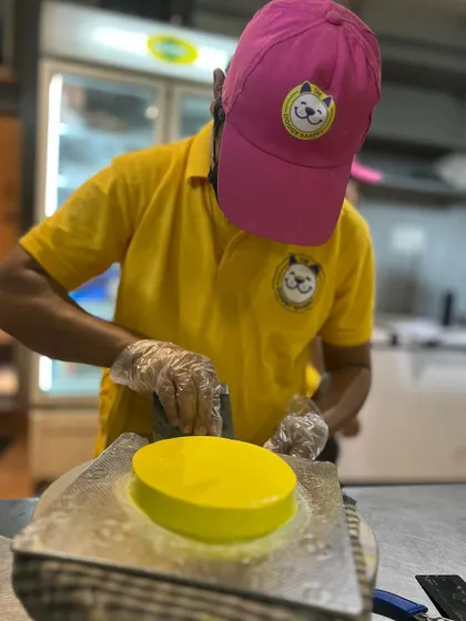 Our baker carefully crafts a cute little chick cake for Easter. All our decorations are handmade with pet-friendly ingredients.