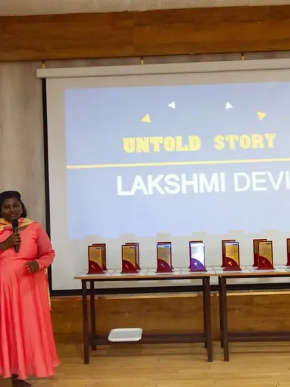 Lakshmi Devi presents her "Untold Story" at the graduation ceremony. This part of the program empowers athletes to share their personal journeys, building public speaking skills and inspiring others with their resilience.