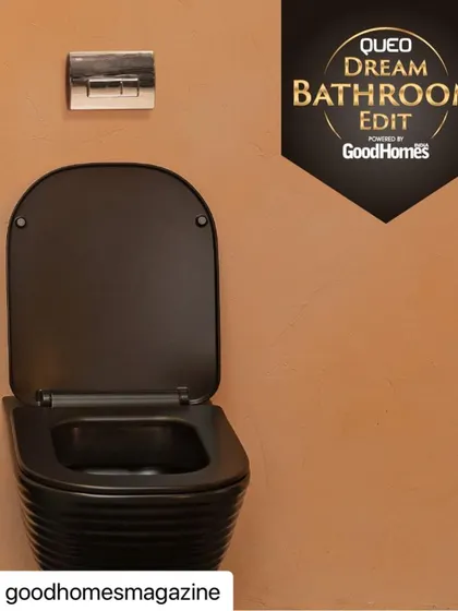A shot of the bold, black toilet from Queo that I selected for my Dream Bathroom Edit design, featured by GoodHomes magazine.