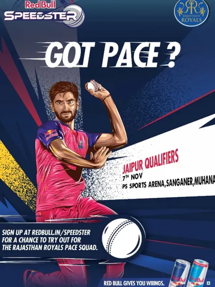 We provide direct pathways for talent. This is from our Red Bull Speedster trials, a collaboration with Rajasthan Royals to find the next generation of fast bowlers. If you've got pace, we give you the platform.