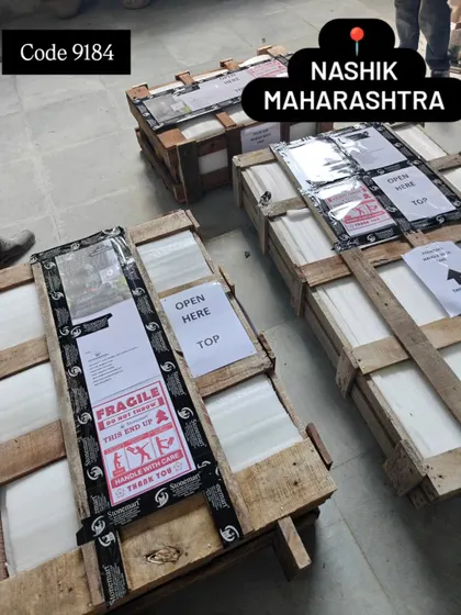 The safe delivery of your masterpiece is our priority. This image shows one of our large fountain sets securely packed in a custom wooden crate with foam padding, ready for dispatch to a client in Nashik, Maharashtra, demonstrating our meticulous packing process for national and international shipping.