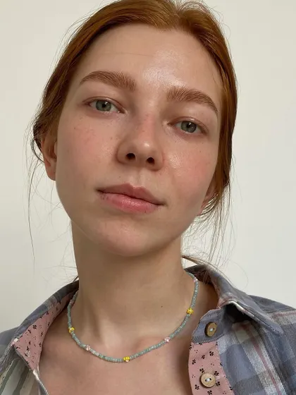 A lovely brow tint and correction by our artist, Polina. The custom color perfectly complements her red hair and fair skin.