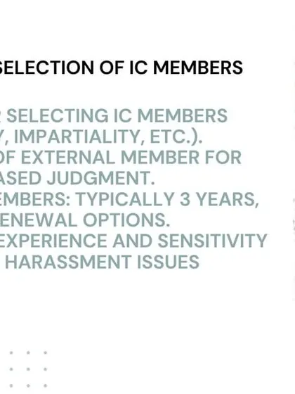 This slide covers the eligibility criteria for IC members, emphasizing integrity and impartiality. It also explains the importance of the external member for unbiased judgment and the typical three-year tenure for members.