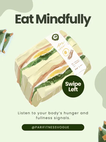 Mindful eating is about listening to your body’s hunger and fullness signals. This practice helps you build a healthier relationship with food and avoid overeating.