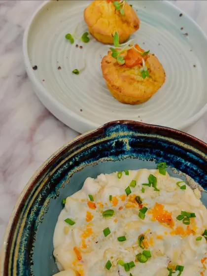 Savory muffins and a creamy dish, just a couple of the many small plates you can find at my brunch.