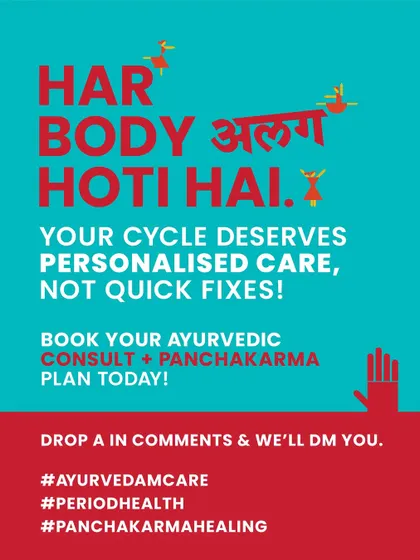 Har body alag hoti hai. Your cycle deserves personalized care, not a one size fits all quick fix. Book a consultation to get a Panchakarma plan tailored for you.