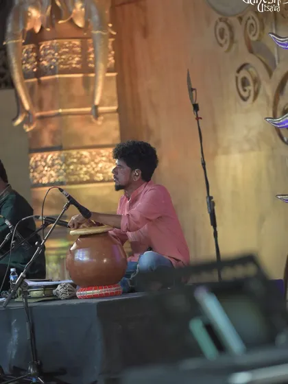 The ghatam player adding his unique earthy sound to our ensemble at the Bengaluru Ganesh Utsava.