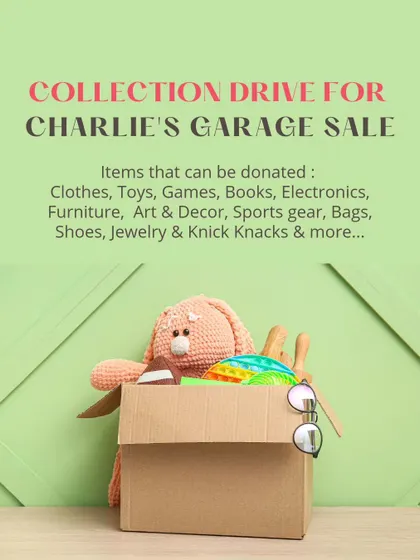 A reminder to declutter for a good cause. This poster for our garage sale collection drive lists the variety of items we accept, turning your pre-loved goods into vital funds for our animals.