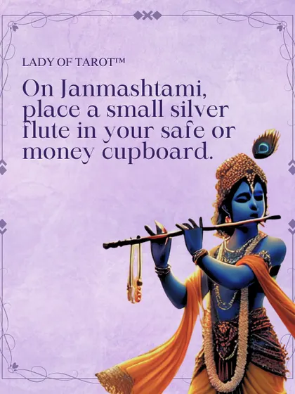 On the auspicious day of Janmashtami, placing a small silver flute in your safe or money cupboard is a powerful remedy. This act honors Lord Krishna and invites the blessings of Goddess Lakshmi for wealth and prosperity.